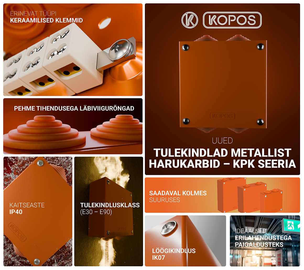 Uued metallist tulekindlad juhtmekarbid – KPK seeria, säilitavad elektrifunktsiooni tulekahju korral kuni E90 tasemeni
